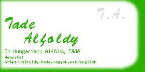 tade alfoldy business card